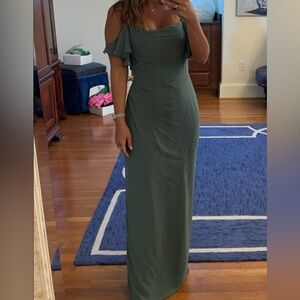 Green bridesmaid dress altered for 5-5’2
